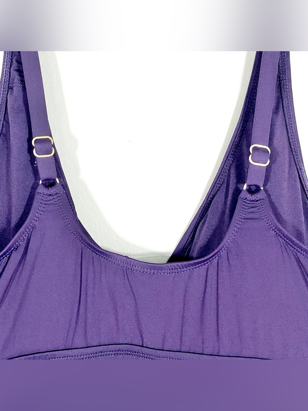 Lands’ End Purple Ruched One Piece Swimsuit XL Tummy Control Twist Front - Picture 3 of 9